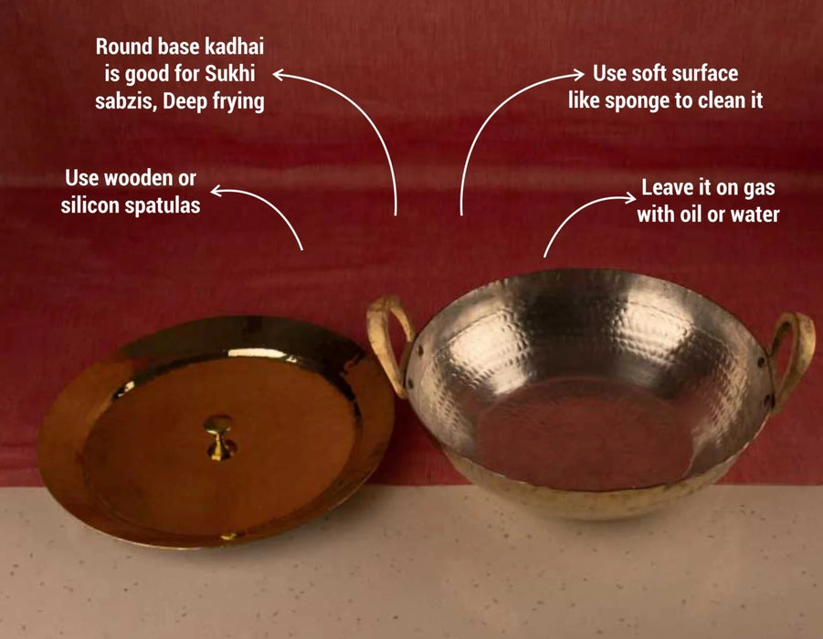 Flat Base Brass Kadhai | Brass Cookware