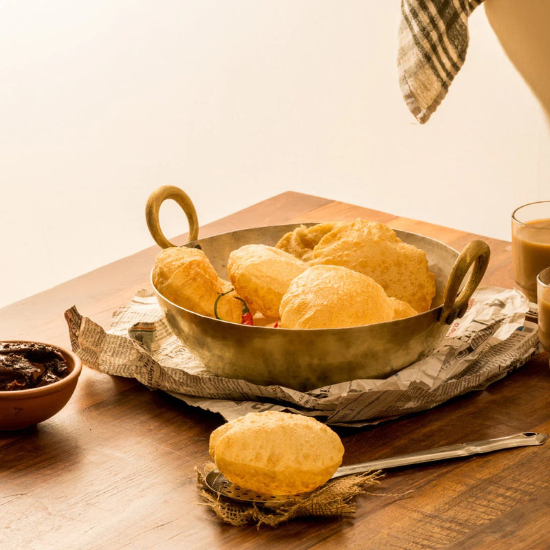 3er-Set Messing-Kadhais (1 l runder Boden, 3 l runder Boden, 3 l flacher Boden) | Messing-Kochgeschirr