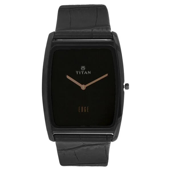 Titan Edge Black Dial Analog Leather Strap watch for Men