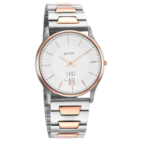 Titan Quartz Analog Silver Dial Stainless Steel Strap Watch for Men