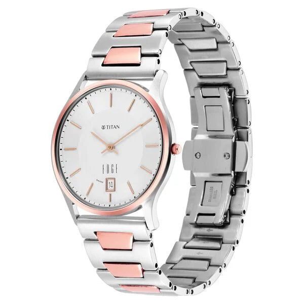 Titan Quartz Analog Silver Dial Stainless Steel Strap Watch for Men