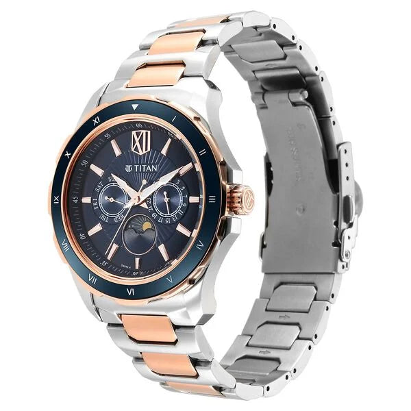 Titan Regalia Premium Blue Dial Quartz Multifunction Stainless Steel Strap watch for Men