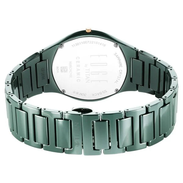 Titan Edge Ceramic Quartz in Glossy Green Dial Watch for Men