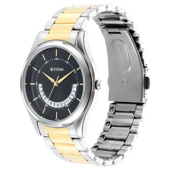 Titan Men's Multifunction Karishma: Two-Tone Steel Elegance Watch