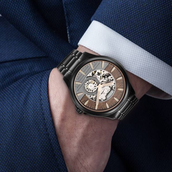 Titan Automatic Black Dial Stainless Steel Strap Watch for Men