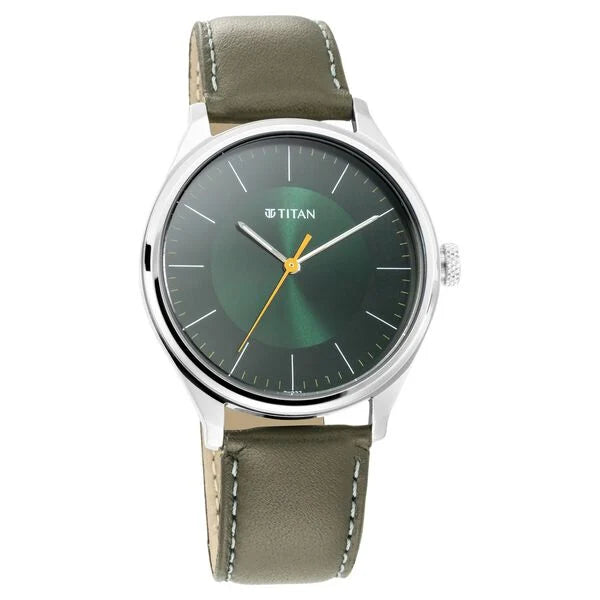 Titan Men's Urban Edge Lustrous Green Dial Leather Watch