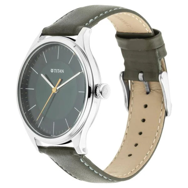 Titan Men's Urban Edge Lustrous Green Dial Leather Watch