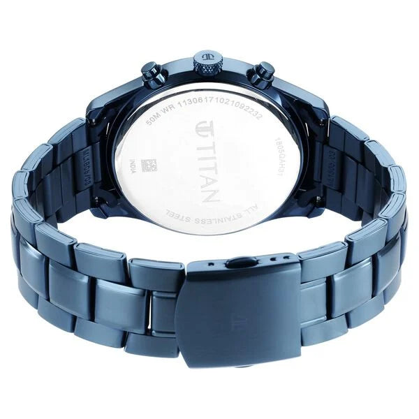 Titan Neo Splash Blue Dial Quartz Multifunction Stainless Steel Strap watch for Men