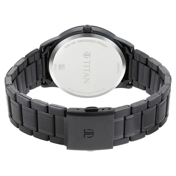 Titan Men's Timeless Style Watch: Refined Black Dial and Metal Strap