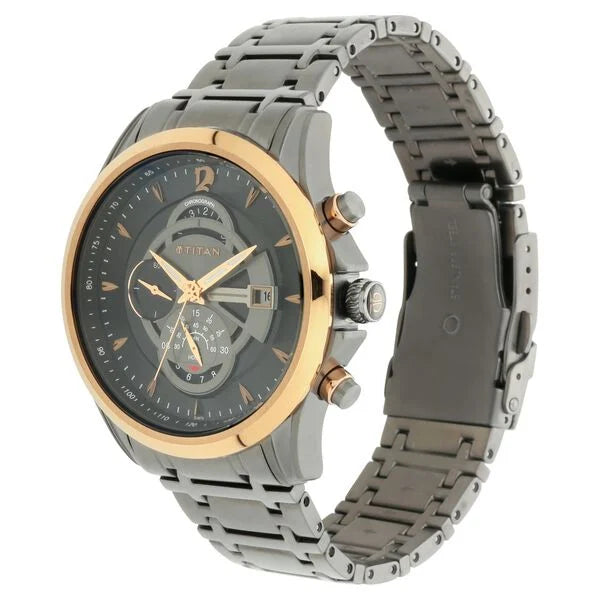 Titan Maritime Anthracite Chronograph Stainless Steel Strap watch for Men