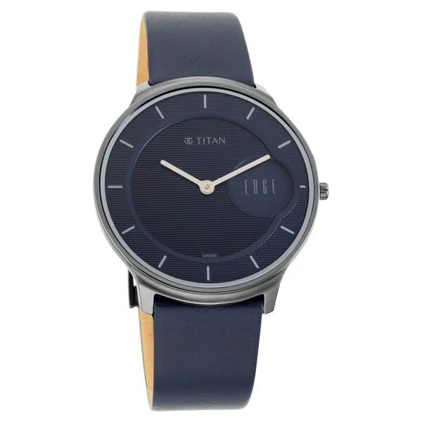 Titan Quartz Analog Blue Dial Leather Strap Watch for Men