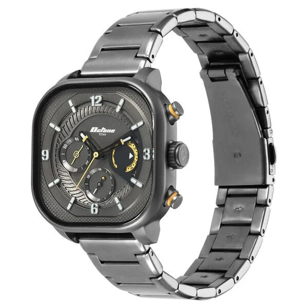 Titan Octane Aerobatics Anthracite Dial Chronograph Stainless Steel Strap watch for Men