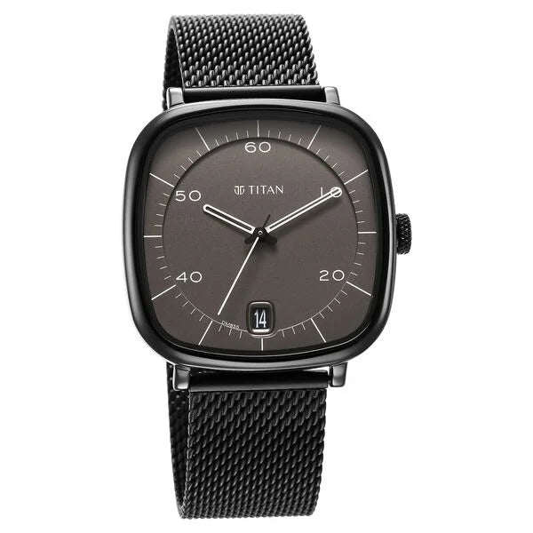 Titan Neo Curve Quartz Analog with Date Anthracite Dial Black Stainless Steel Strap Watch for Men