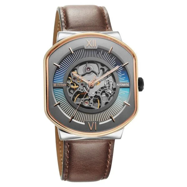 Titan Techno Beats Anthracite Dial Automatic Leather Strap watch for Men