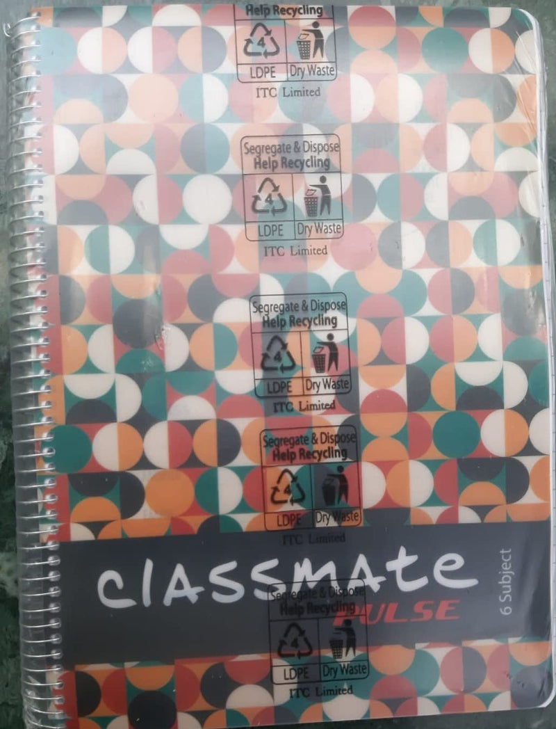 Classmate Pulse 6 Subject Spiral Notebook - Pack of 1