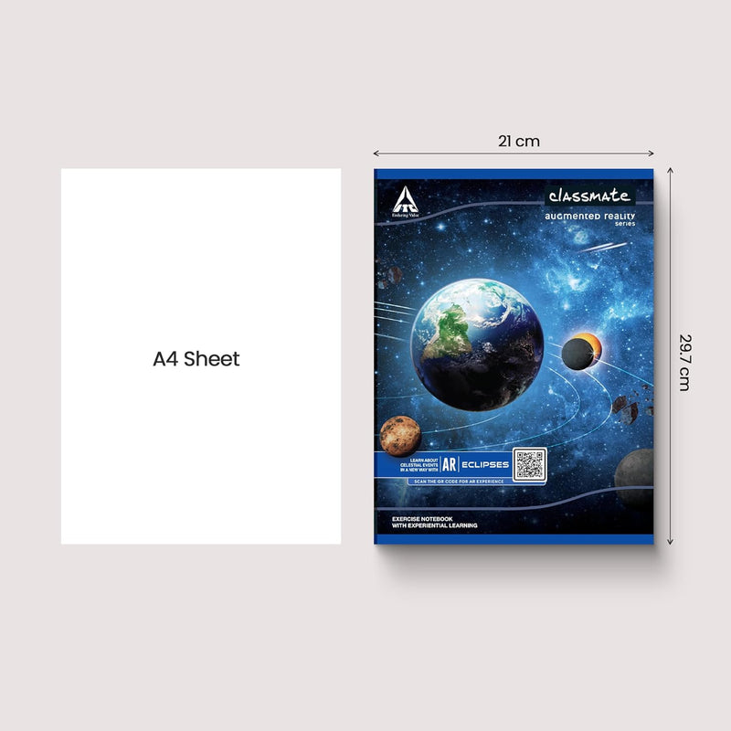 Classmate Augmented Reality Notebooks - 240 Pages | Pack of 3 Long Size Unruled Notebooks for School Students | Immersive AR Learning Experience | 29.7cm x 21.0cm | Unruled AR Notebook Visit the Classmate Store