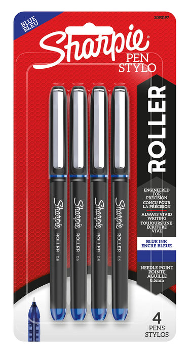 Sharpie roller ball blue 0.5mm 4ct pack of four