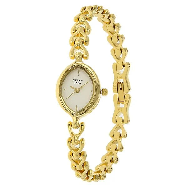 Titan Raga White Dial Women Watch With Metal Strap