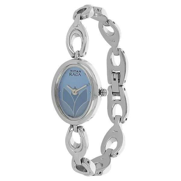 Titan Raga Blue Dial Women Watch With Metal Strap