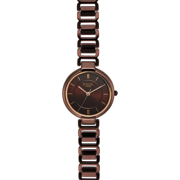 Titan Raga Women's Allure: Brown Dial with designer Metal Strap Watch