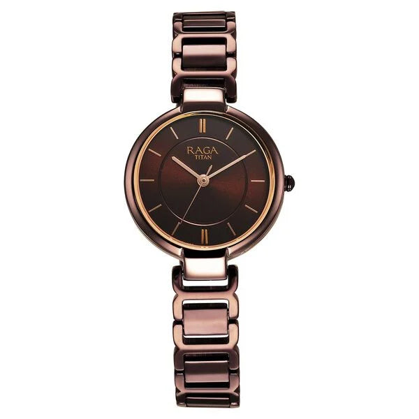 Titan Raga Women's Allure: Brown Dial with designer Metal Strap Watch