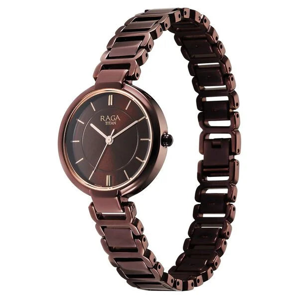 Titan Raga Women's Allure: Brown Dial with designer Metal Strap Watch