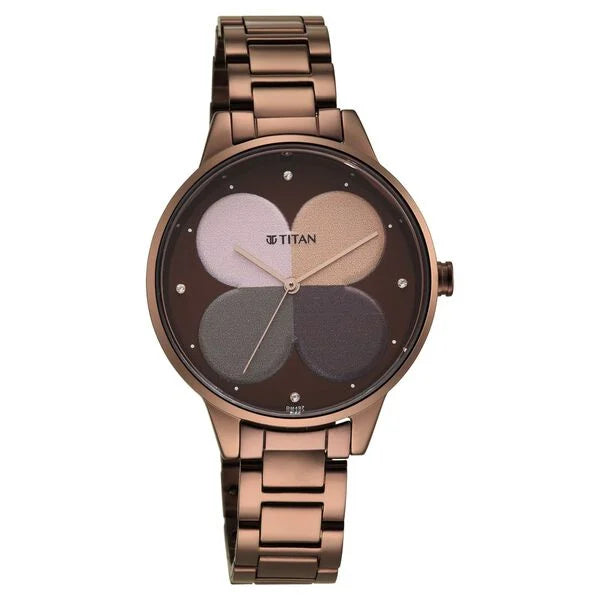 Titan Women's Purple Allure Watch: Floral Mosaic Dial & Sleek Strap