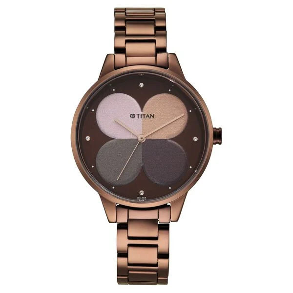 Titan Women's Purple Allure Watch: Floral Mosaic Dial & Sleek Strap