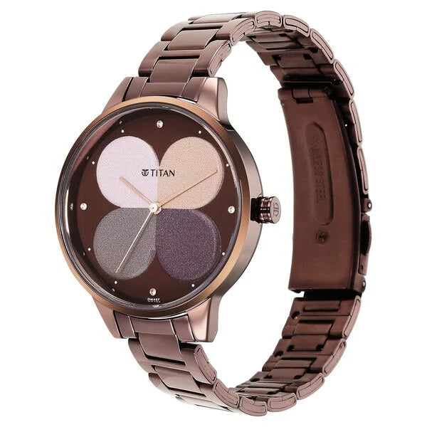 Titan Women's Purple Allure Watch: Floral Mosaic Dial & Sleek Strap