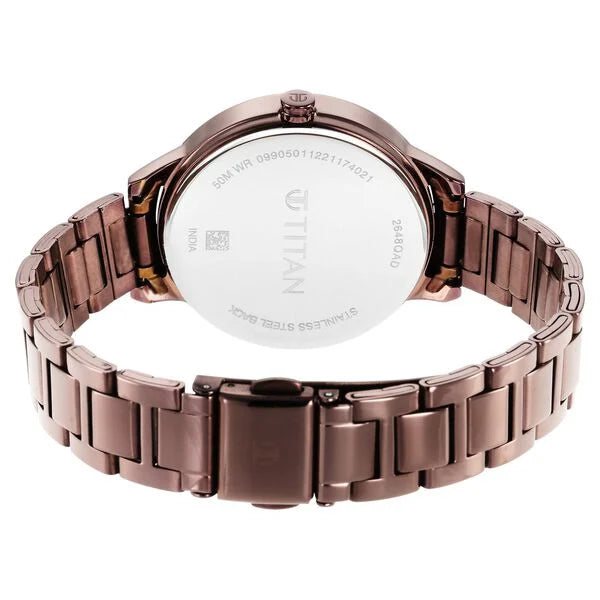 Titan Women's Purple Allure Watch: Floral Mosaic Dial & Sleek Strap