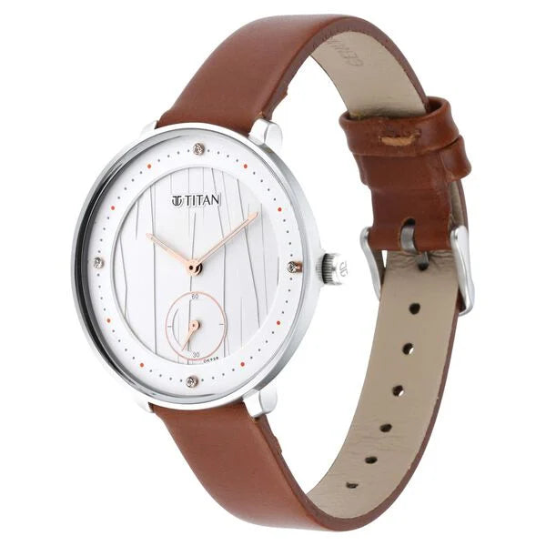 Titan Women's Svelte White: Multi-Function Watch Leather Strap