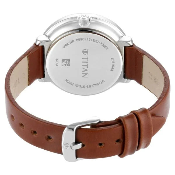Titan Women's Svelte White: Multi-Function Watch Leather Strap