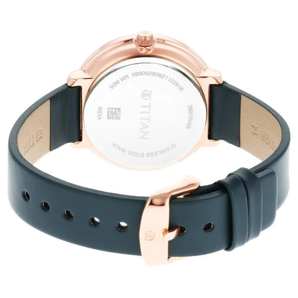 Titan Women's Svelte Black: Multi-Function Watch with Leather Strap