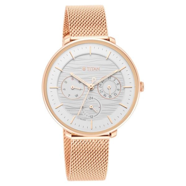 Titan Womens's Svelte Silver: Multi-Function Watch Metal Strap