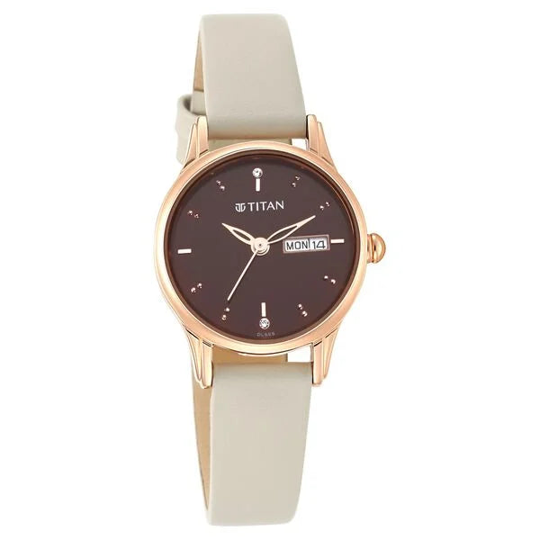 Titan Women Lagan Chic Studded Brown Dial watch with & Elegant Hands