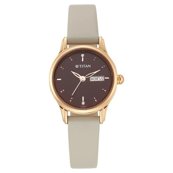 Titan Women Lagan Chic Studded Brown Dial watch with & Elegant Hands