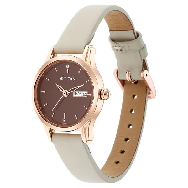 Titan Women Lagan Chic Studded Brown Dial watch with & Elegant Hands