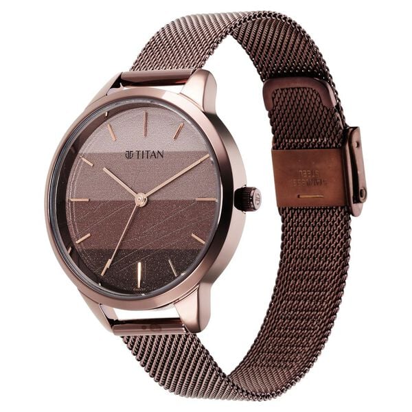 Titan Purple Glam It Up Multicoloured Dial Stainless Steel Strap Watch for Women