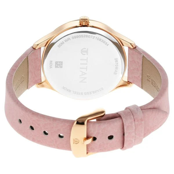 Titan Pastel Dreams Pink Mother of Pearl Dial Analog Leather Strap Watch for Women