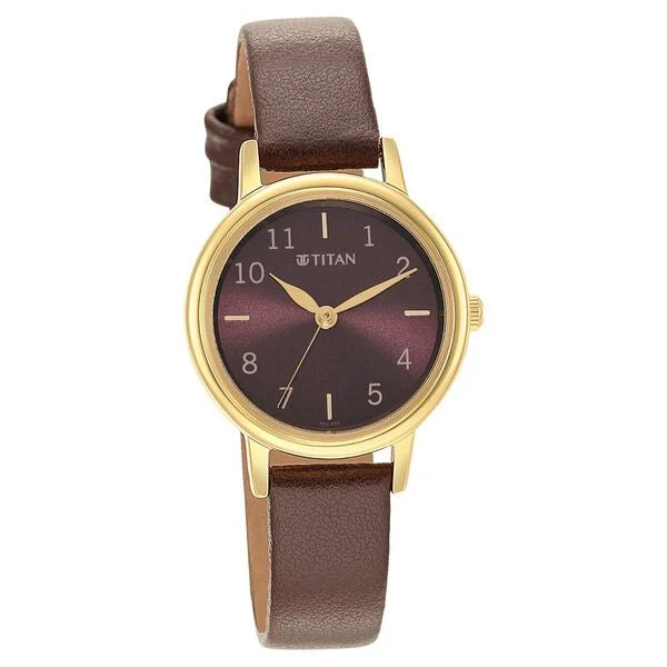 Titan Karishma Brown Dial Leather Strap Watch for Women