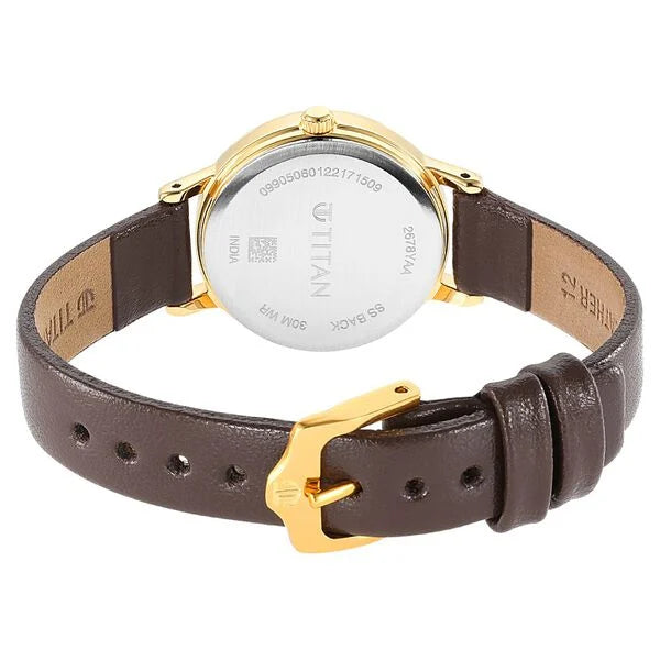 Titan Karishma Brown Dial Leather Strap Watch for Women