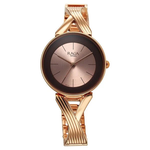 Titan Raga Chic Quartz Analog Rose Gold Dial Metal Strap Watch for Women