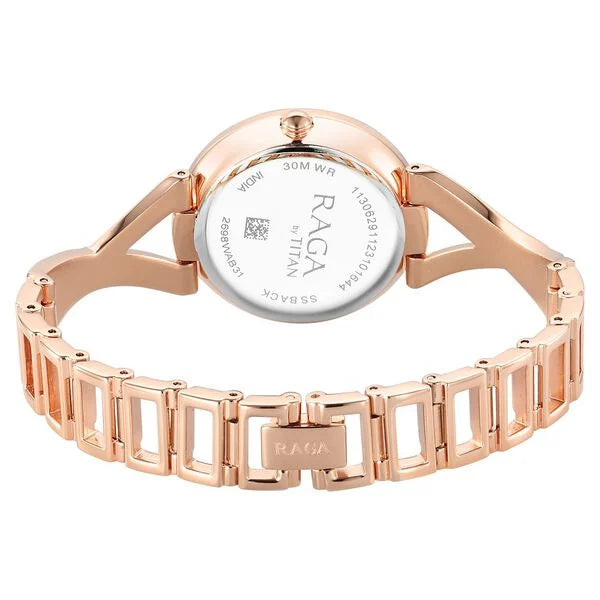 Titan Raga Chic Quartz Analog Rose Gold Dial Metal Strap Watch for Women