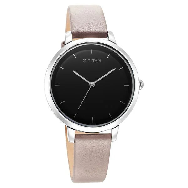 Titan Purple Stackables Quartz Analog Grey Dial Stainless Steel Strap Watch for Women