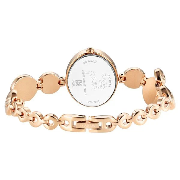 Titan Raga Power Pearls Quartz Analog Mother Of Pearl Dial Metal Strap Watch for Women