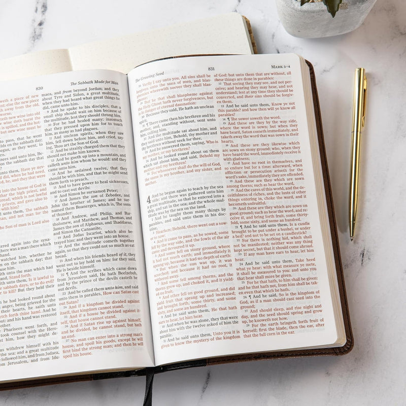 Holy Bible: KJV Thinline Bible – Black/Brown Leathertouch by Holman Bible Publishers