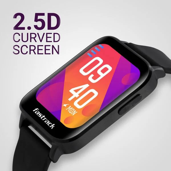 Fastrack Reflex Curv Black: Health & Sleep Tracker with Bold Curved Display Smartwatch