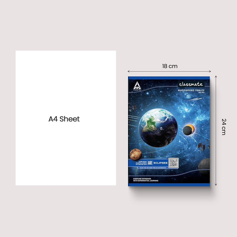 Classmate Augmented Reality Notebooks - 172 Pages | Pack of 4 Short Size Ruled Notebooks for School Students | Immersive AR Learning Experience | 24.0cm x 18.0cm | Single Line AR Notebook Visit the Classmate Store