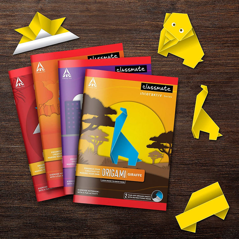 Classmate Origami Notebooks - Single Line, 168 Pages, 240 mm x 180 mm - Pack Of 12 Visit the Classmate Store