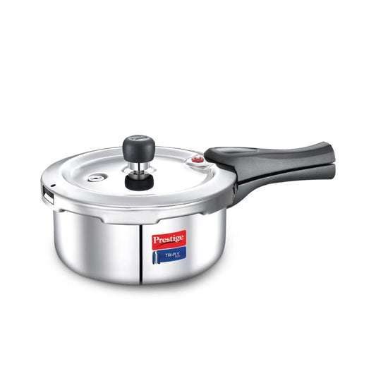 Prestige Svachh Triply Outer Lid Pressure Cooker with Unique Deep Lid for Spillage Control, 2 Litre, Silver, 304 Stainless Steel Inner Surface, Thick Gauge Aluminium